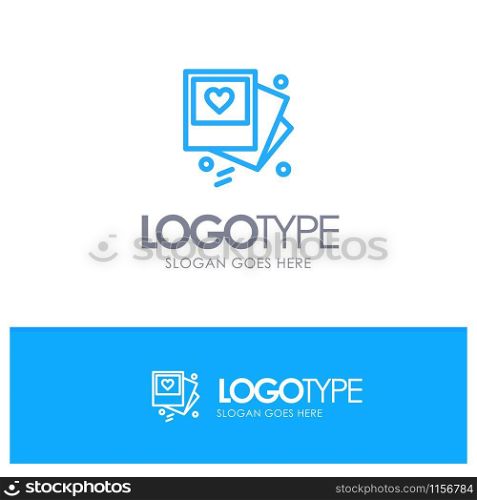Gallery, Photo, Love, Wedding Blue Outline Logo Place for Tagline