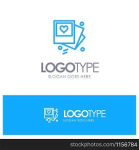 Gallery, Photo, Love, Wedding Blue Outline Logo Place for Tagline