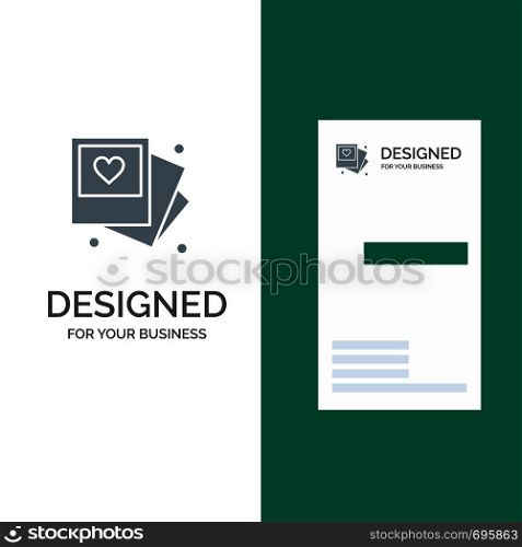Gallery, Photo, Love, Wedding Grey Logo Design and Business Card Template