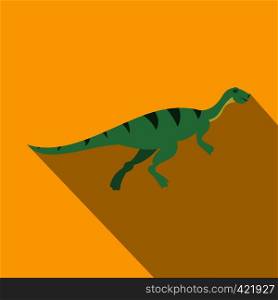 Gallimimus dinosaur icon. Flat illustration of gallimimus dinosaur vector icon for web isolated on yellow background. Gallimimus dinosaur icon, flat style