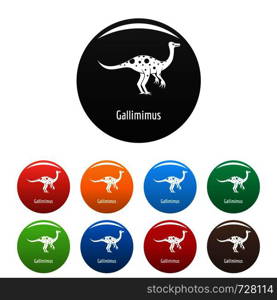 Gallimimus icon. Simple illustration of gallimimus vector icons set color isolated on white. Gallimimus icons set color vector