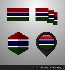 Gambia flag design set vector