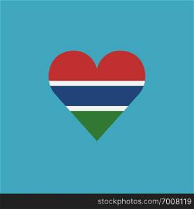 Gambia flag icon in a heart shape in flat design. Independence day or National day holiday concept.