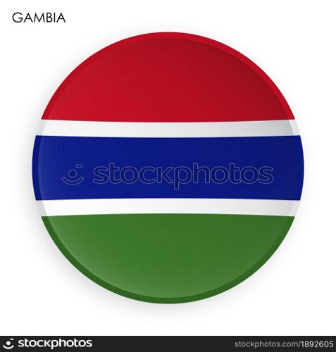 GAMBIA flag icon in modern neomorphism style. Button for mobile application or web. Vector on white background