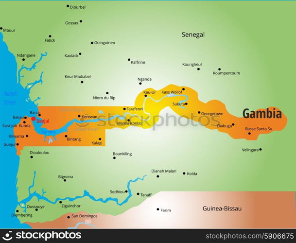 Gambia . Vector color map of Gambia country