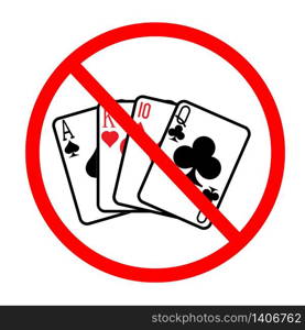 gamble prohibition icon on white background. flat style. gambling prohibited icon for your web site design, logo, app, UI. Gambling are not allowed symbol. prohibition sign.
