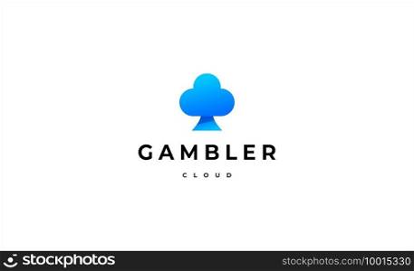 Gambler Cloud Logo Design Vector Icon Illustration