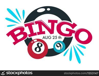 Gambling casino club isolated icons bingo game balls with numbers vector money stakes and guessing combination luck and fortune gamblers club emblem or logo blackjack and lottery easy earning. Casino club gambling casino isolated abstract icons