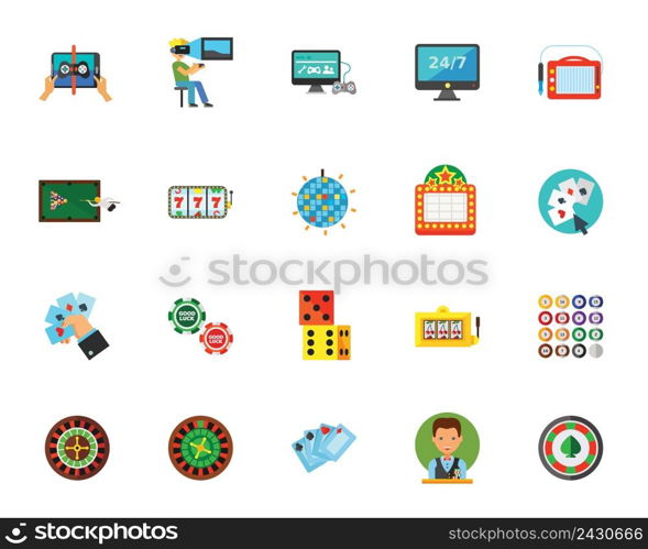 Gambling games icon set. Can be used for topics like casino, poker, fortune, luck, hazard