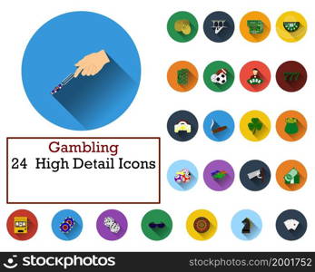 Gambling Icon Set. Flat Design With Long Shadow. Vector illustration.