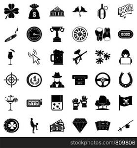 Gambling icons set. Simple style of 36 gambling vector icons for web isolated on white background. Gambling icons set, simple style