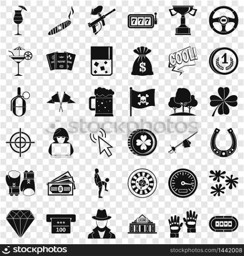 Gambling icons set. Simple style of 36 gambling vector icons for web for any design. Gambling icons set, simple style