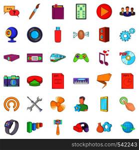 Game application icons set. Cartoon style of 36 game application vector icons for web isolated on white background. Game application icons set, cartoon style