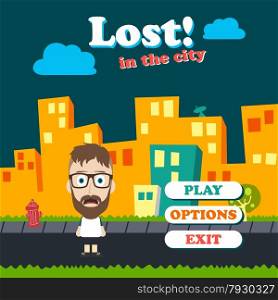 game asset funny guy cartoon character vector illustration. game asset funny guy cartoon