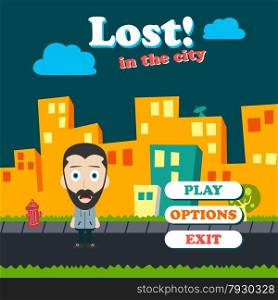 game asset funny guy cartoon character vector illustration. game asset funny guy cartoon