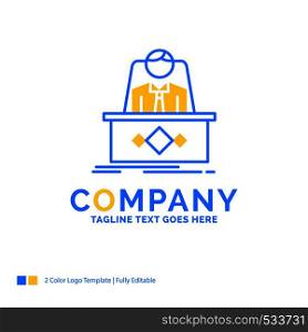 game, Boss, legend, master, CEO Blue Yellow Business Logo template. Creative Design Template Place for Tagline.
