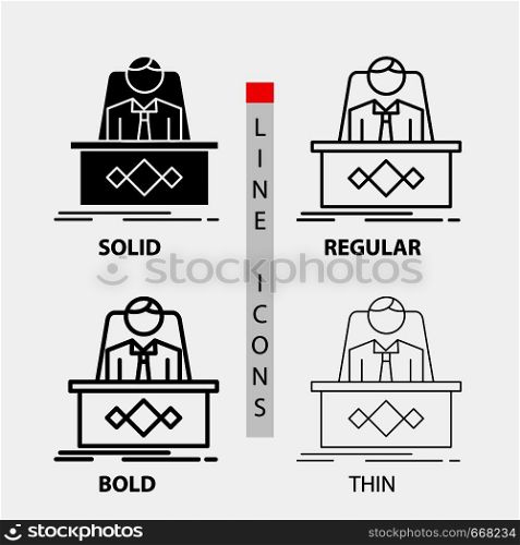 game, Boss, legend, master, CEO Icon in Thin, Regular, Bold Line and Glyph Style. Vector illustration. Vector EPS10 Abstract Template background