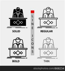 game, Boss, legend, master, CEO Icon in Thin, Regular, Bold Line and Glyph Style. Vector illustration. Vector EPS10 Abstract Template background