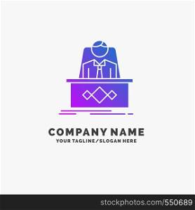 game, Boss, legend, master, CEO Purple Business Logo Template. Place for Tagline.. Vector EPS10 Abstract Template background