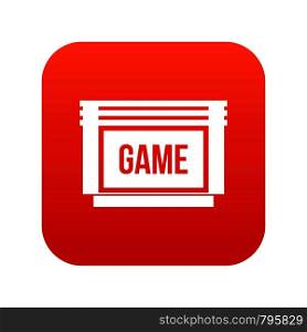 Game cartridge icon digital red for any design isolated on white vector illustration. Game cartridge icon digital red