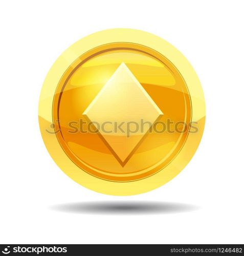 Game coin with tambourine, game interface, gold. Game coin with tambourine, game interface, gold, vector, cartoon style, isolated