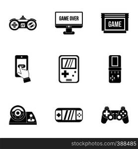 Game console icons set. Simple illustration of 9 game console vector icons for web. Game console icons set, simple style