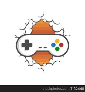 game console joystick controller space cloud theme logo vector. game console joystick controller space cloud theme logo