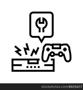 game console repair line icon vector. game console repair sign. isolated contour symbol black illustration. game console repair line icon vector illustration