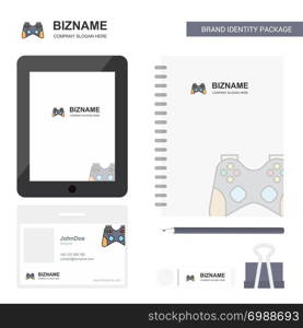 Game controller Business Logo, Tab App, Diary PVC Employee Card and USB Brand Stationary Package Design Vector Template
