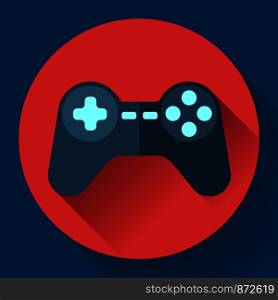 Game controller flat icon with long shadow.. Game controller flat icon with long shadow