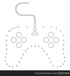 Game Controller Icon Connect The Dots, Video Game Multi Button Input Device, Trigger, Direction Joy Stick Vector Art Illustration, Puzzle Game Containing A Sequence Of Numbered Dots