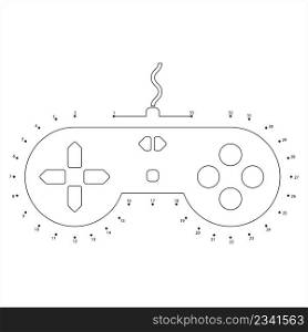 Game Controller Icon Connect The Dots, Video Game Multi Button Input Device, Trigger, Direction Joy Stick Vector Art Illustration, Puzzle Game Containing A Sequence Of Numbered Dots