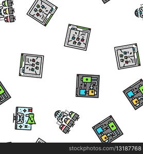 game development computer vector seamless pattern thin line illustration. game development computer seamless pattern vector