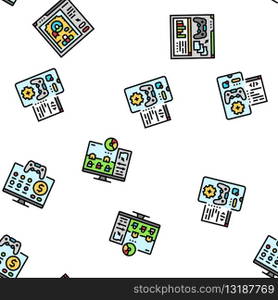 game development computer vector seamless pattern thin line illustration. game development computer seamless pattern vector