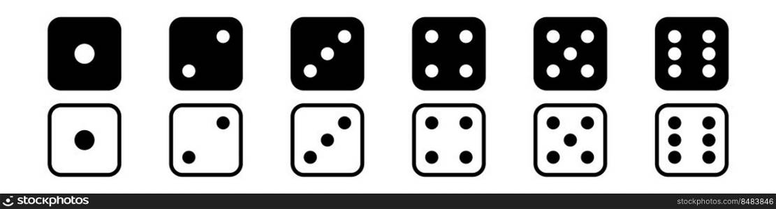 Game dice icon set simple design