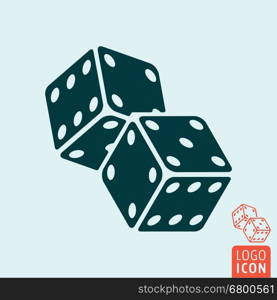 Game dices icon. Casino dice icon. Two game dices symbol. Vector illustration