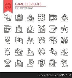 Game Elements , Thin Line and Pixel Perfect Icons