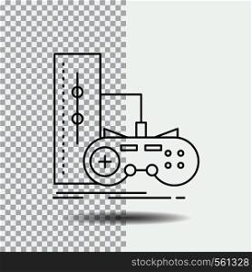 game, gamepad, joystick, play, playstation Line Icon on Transparent Background. Black Icon Vector Illustration. Vector EPS10 Abstract Template background