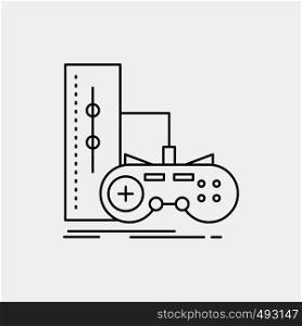 game, gamepad, joystick, play, playstation Line Icon. Vector isolated illustration. Vector EPS10 Abstract Template background