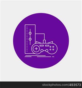 game, gamepad, joystick, play, playstation White Line Icon in Circle background. vector icon illustration. Vector EPS10 Abstract Template background