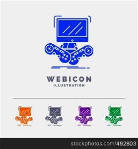 Game, gaming, internet, multiplayer, online 5 Color Glyph Web Icon Template isolated on white. Vector illustration. Vector EPS10 Abstract Template background