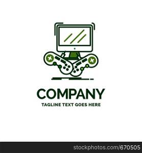 Game, gaming, internet, multiplayer, online Flat Business Logo template. Creative Green Brand Name Design.