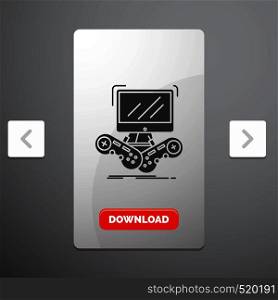 Game, gaming, internet, multiplayer, online Glyph Icon in Carousal Pagination Slider Design & Red Download Button. Vector EPS10 Abstract Template background