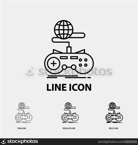 Game, gaming, internet, multiplayer, online Icon in Thin, Regular and Bold Line Style. Vector illustration. Vector EPS10 Abstract Template background