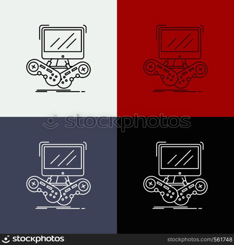 Game, gaming, internet, multiplayer, online Icon Over Various Background. Line style design, designed for web and app. Eps 10 vector illustration. Vector EPS10 Abstract Template background