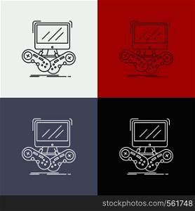 Game, gaming, internet, multiplayer, online Icon Over Various Background. Line style design, designed for web and app. Eps 10 vector illustration. Vector EPS10 Abstract Template background