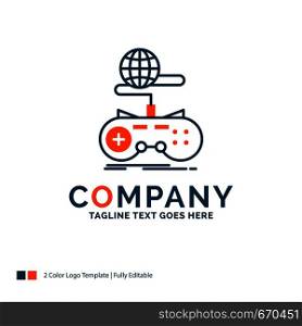 Game, gaming, internet, multiplayer, online Logo Design. Blue and Orange Brand Name Design. Place for Tagline. Business Logo template.