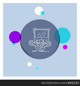 Game, gaming, internet, multiplayer, online White Line Icon colorful Circle Background. Vector EPS10 Abstract Template background