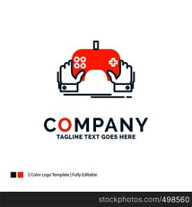game, gaming, mobile, entertainment, app Logo Design. Blue and Orange Brand Name Design. Place for Tagline. Business Logo template.