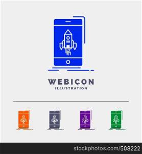 game, gaming, start, mobile, phone 5 Color Glyph Web Icon Template isolated on white. Vector illustration. Vector EPS10 Abstract Template background